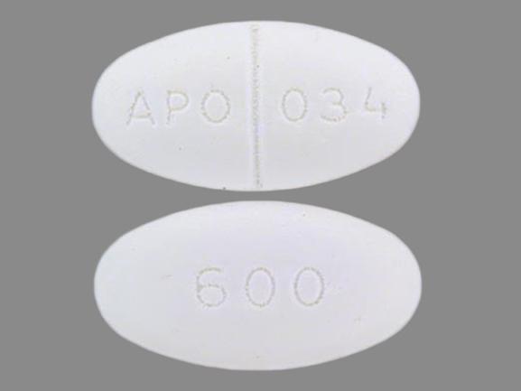 Pill 600 APO 034 White Elliptical/Oval is Gemfibrozil