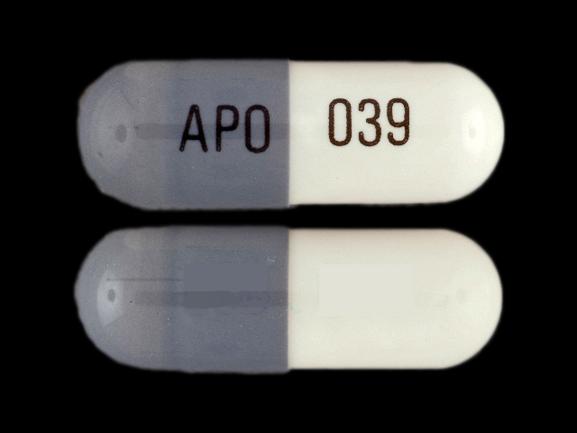 Pill APO 039 Gray & White Capsule-shape is Etodolac