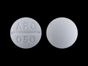 Pill APO 050 White Round is Enalapril Maleate