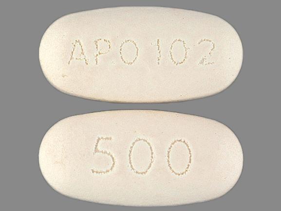 Pill APO 102 500 White Elliptical/Oval is Etodolac