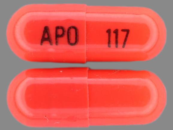 Pill APO 117 Red Capsule/Oblong is Terazosin Hydrochloride