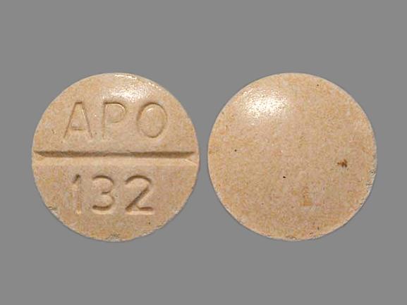 Pill APO 132 Peach Round is Carbidopa and Levodopa CR