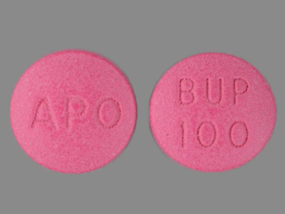 Pill APO BUP 100 Purple Round is Bupropion Hydrochloride