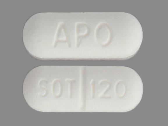 Pill APO SOT 120 White Capsule/Oblong is Sotalol Hydrochloride