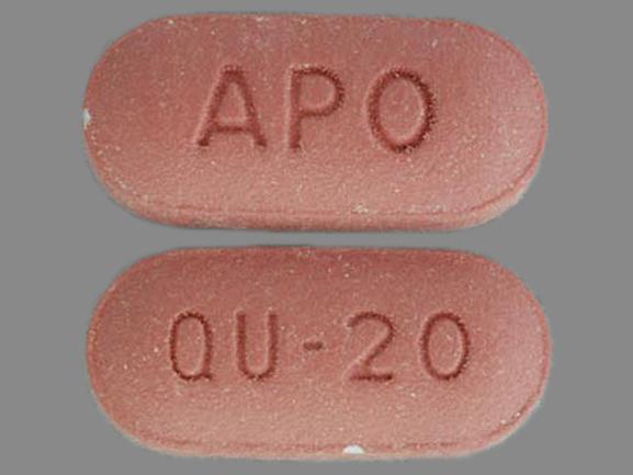 Pill APO QU 20 Red Capsule/Oblong is Quinapril Hydrochloride