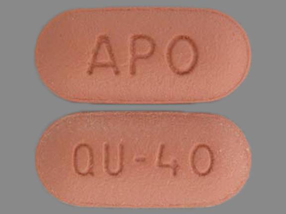 Pill APO QU 40 Red Capsule-shape is Quinapril Hydrochloride.