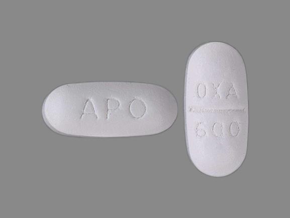 Pill APO OXA 600 White Elliptical/Oval is Oxaprozin