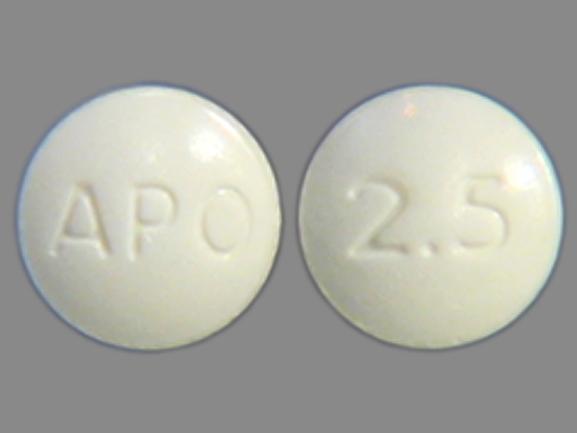 Pill APO 2.5 White Round is Lisinopril