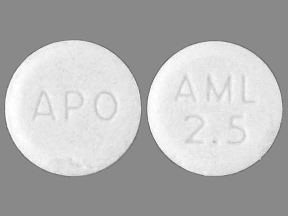 Pill APO AML 2.5 White Round is Amlodipine Besylate.