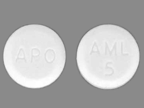 Pill APO AML 5 White Round is Amlodipine Besylate