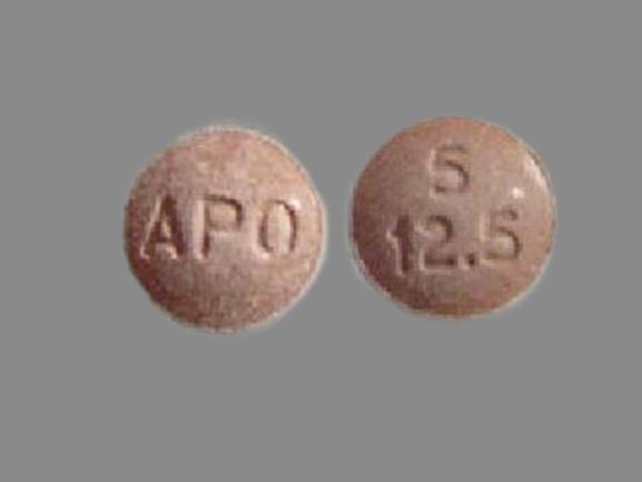 Pill APO 5 12.5 Red Round is Enalapril Maleate and Hydrochlorothiazide