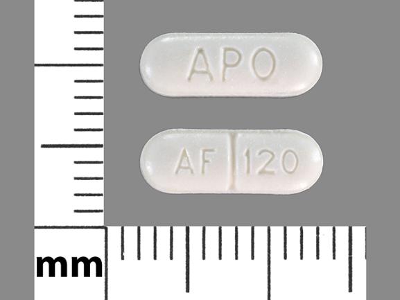 Pill APO AF 120 White Capsule/Oblong is Sotalol Hydrochloride (AF)