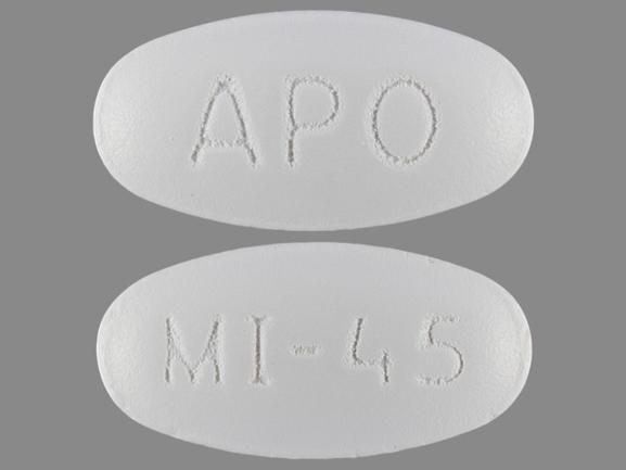 Pill APO MI 45 White Oval is Mirtazapine