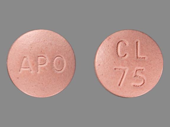 Pill APO CL 75 Pink Round is Clopidogrel Bisulfate