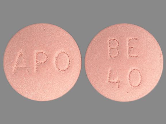 Pill APO BE 40 Pink Round is Benazepril Hydrochloride