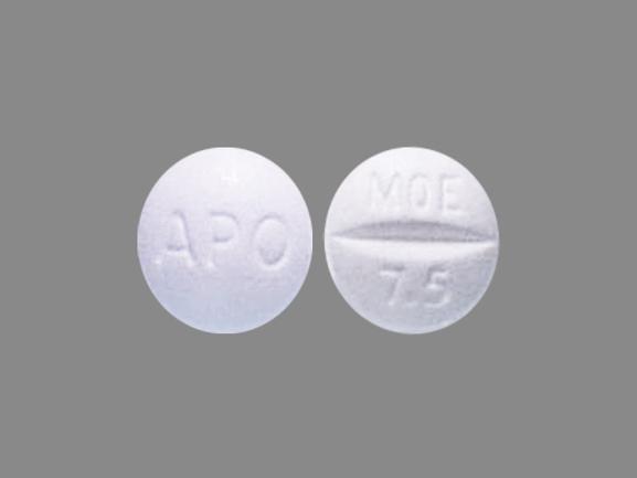 Pill APO MOE 7.5 White Round is Moexipril Hydrochloride