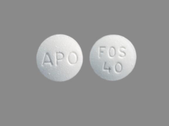 Pill APO FOS 40 White Round is Fosinopril Sodium