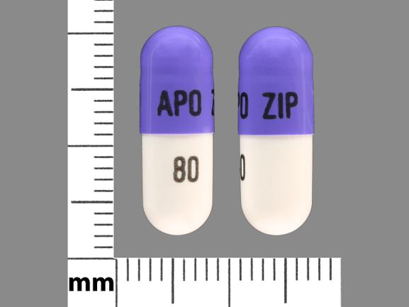 Pill APO ZIP 80 Purple Capsule/Oblong is Ziprasidone Hydrochloride