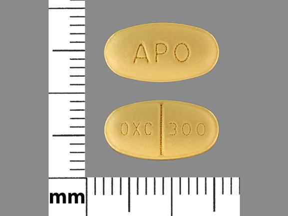 Pill APO OXC 300 Yellow Oval is Oxcarbazepine