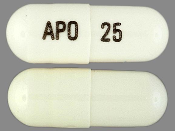 Pill APO 25 White Capsule/Oblong is Zonisamide