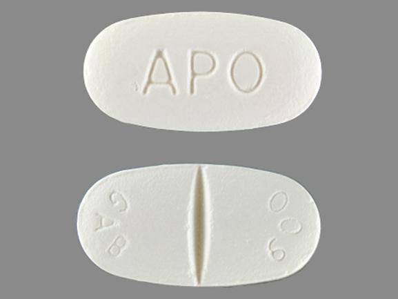 Pill APO GAB 600 White Oval is Gabapentin