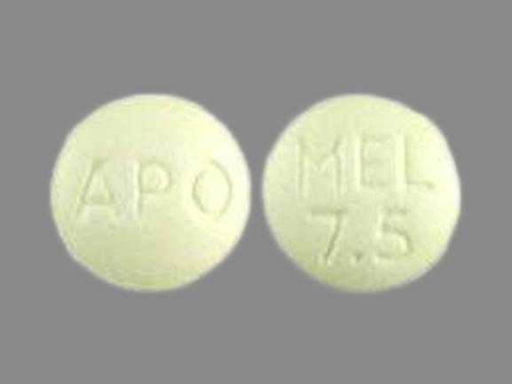 Pill APO MEL 7.5 Yellow Round is Meloxicam