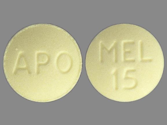 Pill APO MEL 15 Yellow Round is Meloxicam