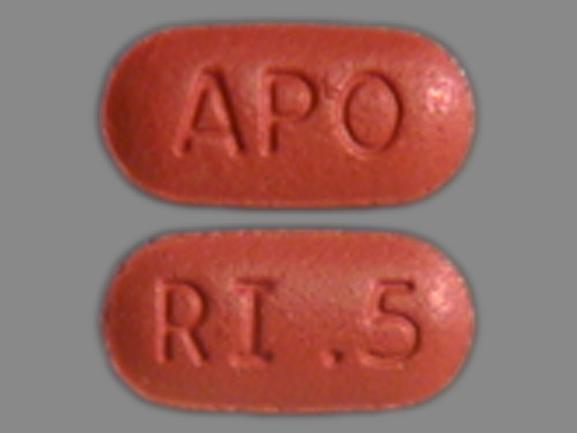 Pill APO RI .5 Red Capsule/Oblong is Risperidone