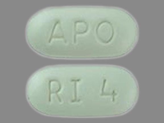 Pill APO RI 4 Green Capsule/Oblong is Risperidone