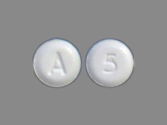Pill A 5 White Round is Alendronate Sodium
