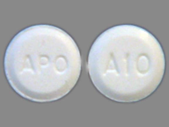 Pill APO A10 White Round is Alendronate Sodium