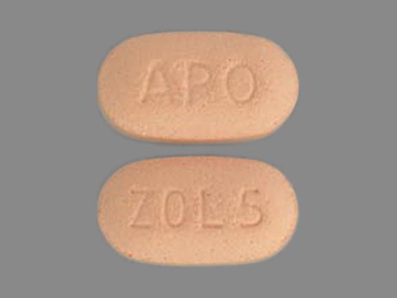 Pill APO ZOL 5 Pink Oval is Zolpidem Tartrate