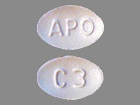 Pill APO C3 White Oval is Carvedilol