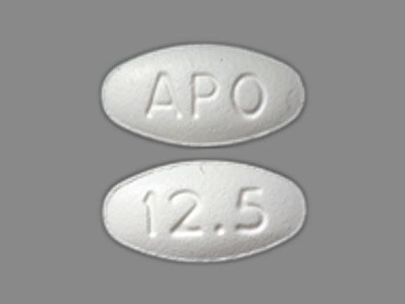 Pill APO 12.5 White Oval is Carvedilol