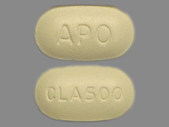 Pill CLA500 APO Yellow Oval is Clarithromycin