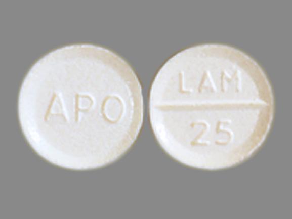 Pill APO LAM 25 White Round is Lamotrigine.