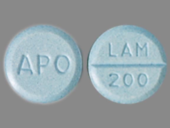 Pill APO LAM 200 Blue Round is Lamotrigine