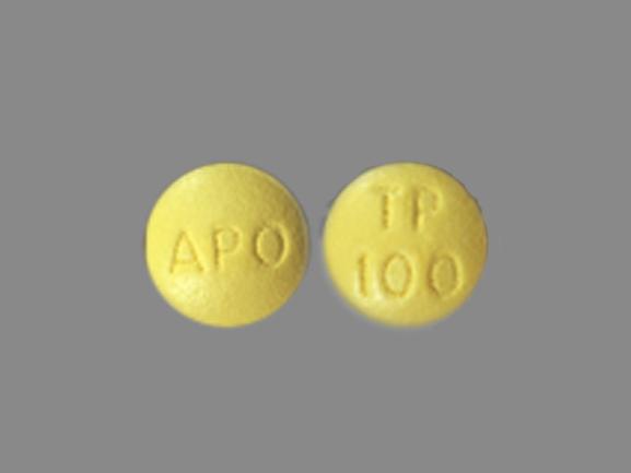 Pill APO TP 100 Yellow Round is Topiramate