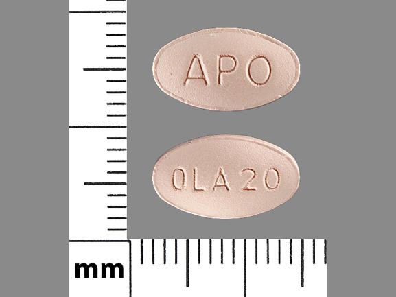 Pill APO OLA 20 Pink Oval is Olanzapine