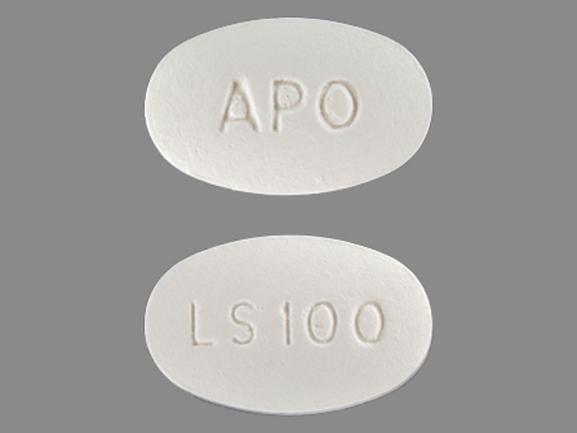 Pill APO LS100 White Elliptical/Oval is Losartan Potassium.