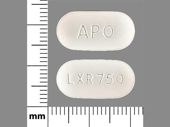 Pill APO LXR 750 White Capsule/Oblong is Levetiracetam Extended Release