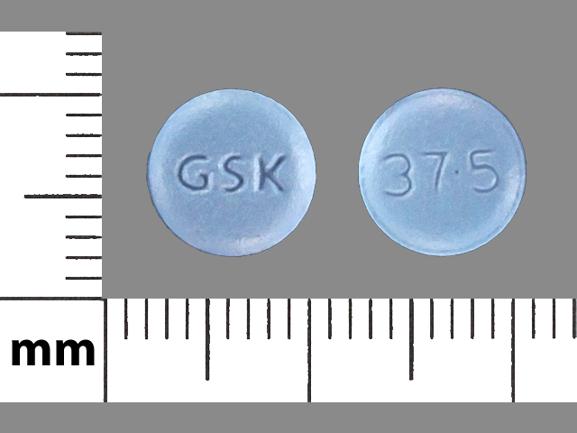 Pill GSK 37.5 Blue Round is Paroxetine Hydrochloride Controlled-Release