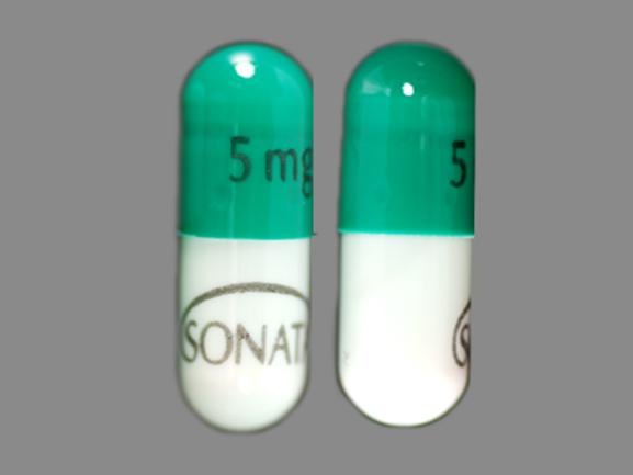 Pill 5 mg SONATA Green & White Capsule-shape is Sonata