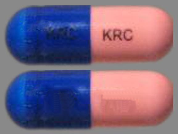 Pill KRC KRC Blue & Pink Capsule-shape is Cefaclor