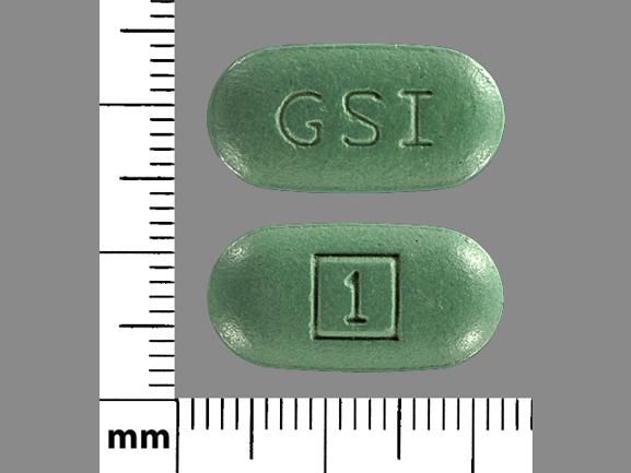 Pill GSI 1 Green Capsule/Oblong is Stribild