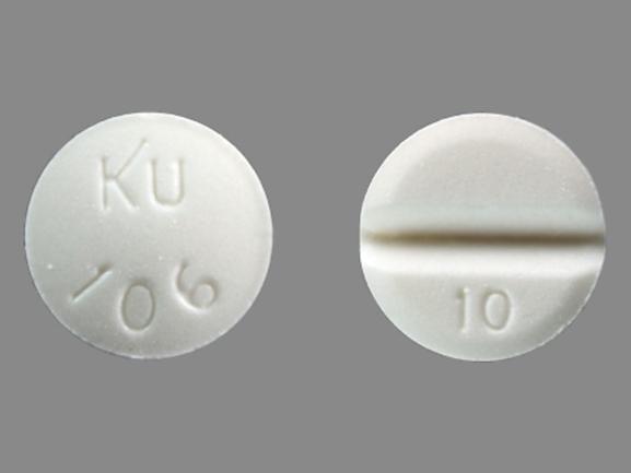 Pill KU 106 10 White Round is Isosorbide Mononitrate