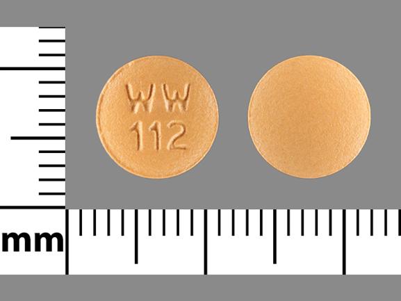 Pill WW 112 Orange Round is Doxycycline Hyclate