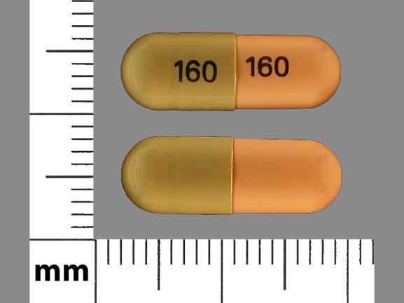 Pill 160 160 Green & Yellow Capsule/Oblong is Tamsulosin Hydrochloride