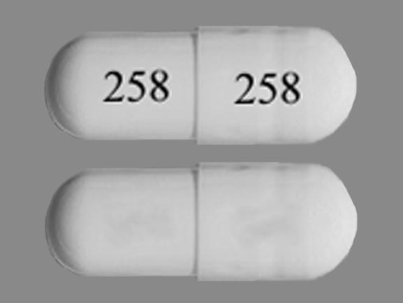 Pill 258 258 White Capsule/Oblong is Zonisamide