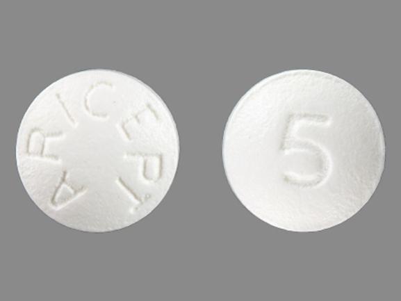 Pill 5 ARICEPT White Round is Aricept ODT